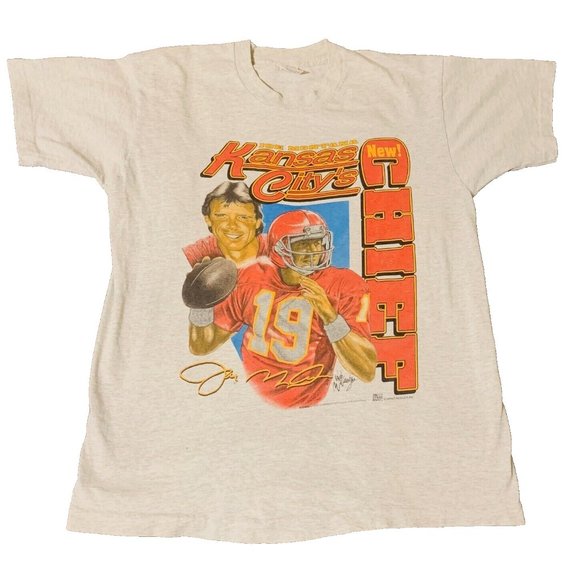 Vintage Joe Montana Shirt 90s  Kansas City's New Chief KC Chiefs Men's Large - Picture 1 of 4
